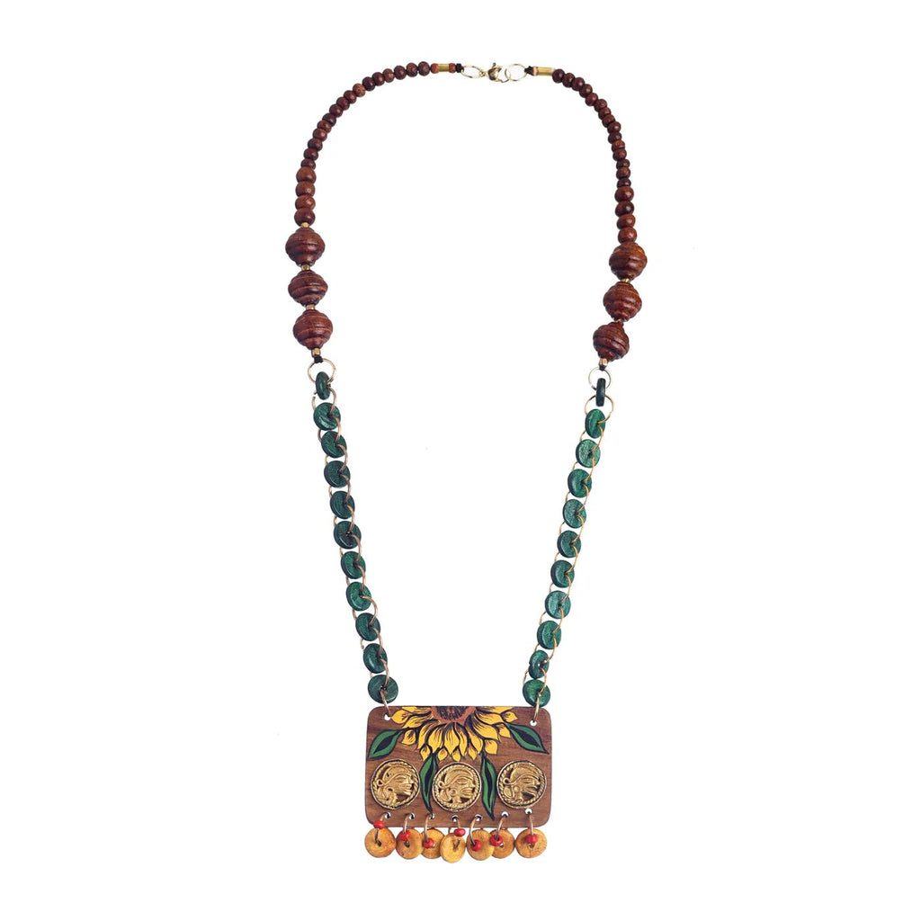 AAKRITI ART CREATIONS Indigo Wanderer Handcrafted Ethnic Necklace for Women | Boho Beaded Pendant | Boho Pendant Necklace for Women | Handmade Jewellery Gift