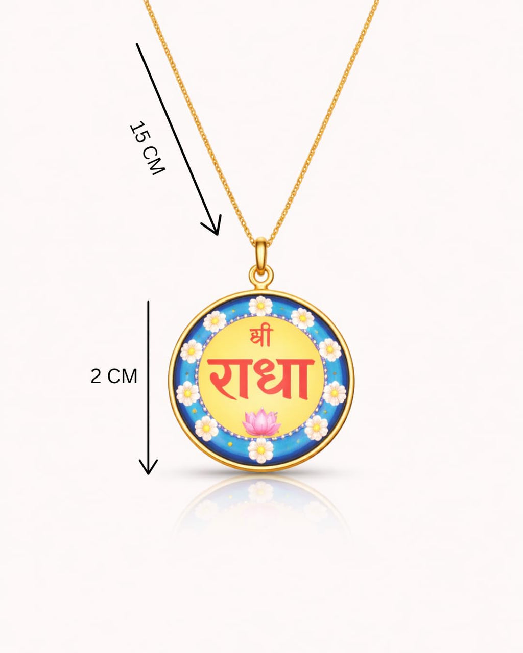 Shree Radha Resin Pendant with Chain for Women | Gold Plated Locket | Spiritual Devotional Jewellery | Handmade Resin Pendant | Temple Wear | Gift for Men Women and Kids 2