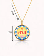 Shree Radha Resin Pendant with Chain for Women | Gold Plated Locket | Spiritual Devotional Jewellery | Handmade Resin Pendant | Temple Wear | Gift for Men Women and Kids 2