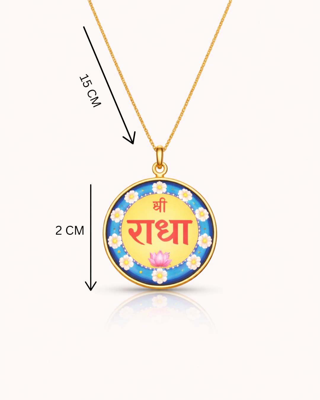 Shree Radha Resin Pendant with Chain for Women | Gold Plated Locket | Spiritual Devotional Jewellery | Handmade Resin Pendant | Temple Wear | Gift for Men Women and Kids 2