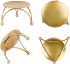 theindianhandicrafts | Iron Plate Candle Holder |Gold Finish | 3 Inch Diameter | for Tealight and Pillar Candles | Decorative Multipurpose Stand | Pack of 4 Pcs