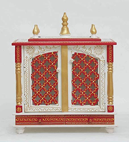 Jodhpur Handicrafts Home Temple, Pooja Mandap Mandir for e Big Size Temple for Home with Door Pooja Stand for Home Wall Mount Size LXBXH 20X12X24 Inch
