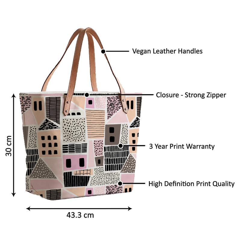 The Purple Tree Oversized Tote Bag for Women, House & Travel Tote with Zip, College Bag, Large Capacity Handbag