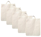 LUSKA Cotton Grocery Shopping Bags (Pack of 5) | with Handles | Hold 6 kg | 13 x 15 | White Hand-Made Reusable Eco Friendly Biodegradable Jhola Bag | Grocery Bags for Shopping | Gift Bags