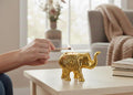 Kridaykraft Decorative Metal Trunk-Up Elephant – Multi-Purpose Small Flower Vase, T-Light Holder, and Stationery Organizer for Living Room and Office – Elegant Gold Elephant Statue for Good Luck