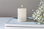 atorakushon Soy Wax Pillar Candle Set of 3 Pcs Ribbed Scented Pillar Candles 2x3''inches for Home Decor Diwali Wedding Valentine Church x-Mass (White)