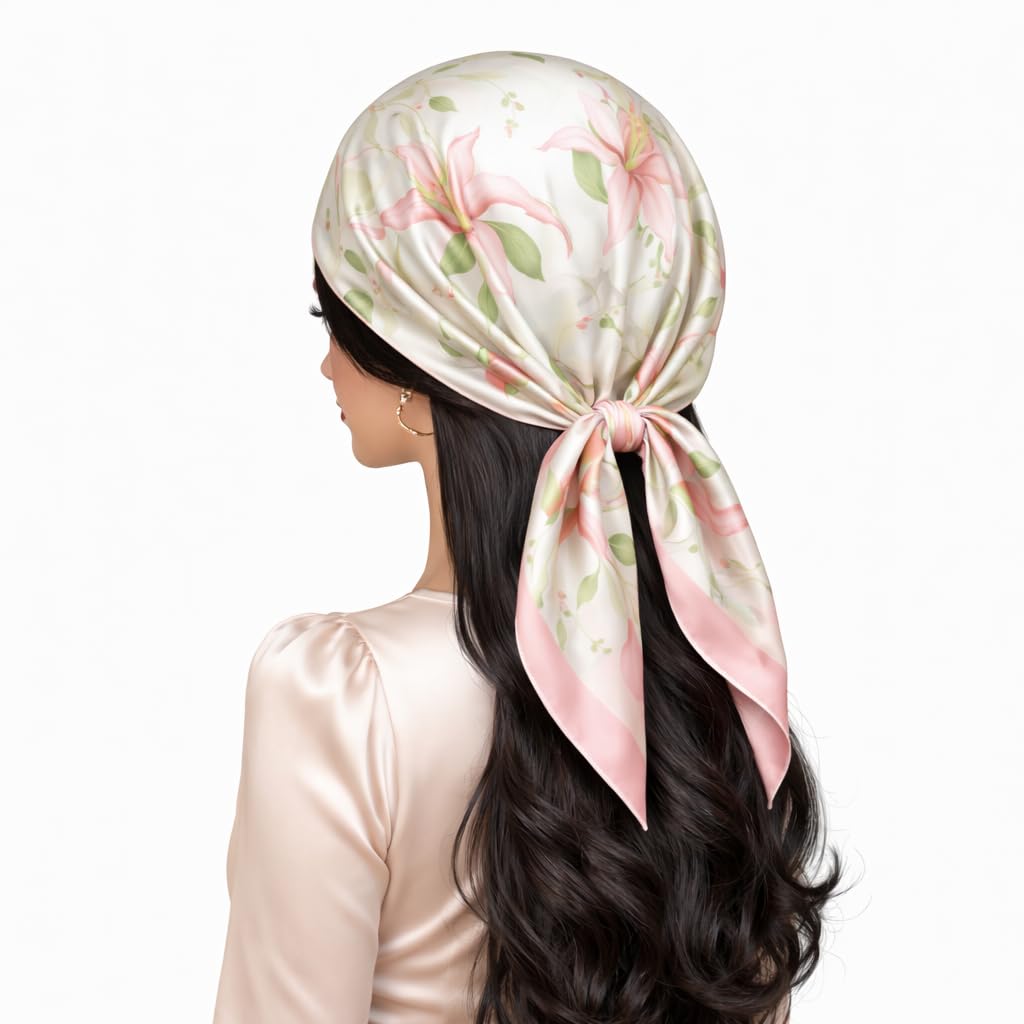 AMN Trendzz Silk Scarf for Women, Stylish Satin Scarf 65×65 cm Square, Scarf for Women Elegant Head and Neck Accessory for Fashion, Travel and Gifting.