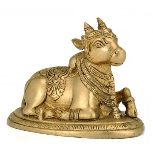 ARTVARKO Shiv Ji Parvati Vehicle Nandi Bull Statue Brass Cow Idol Shiva Devotee Puja Decor Gift 5.5 Inch 1 Kg