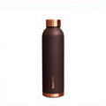KasaCore Premium Copper Water Bottle 750 ml 99% Pure Copper | Leakproof Bottle with Matte Black Finish for Office Gym Travel Daily Use (Brown)