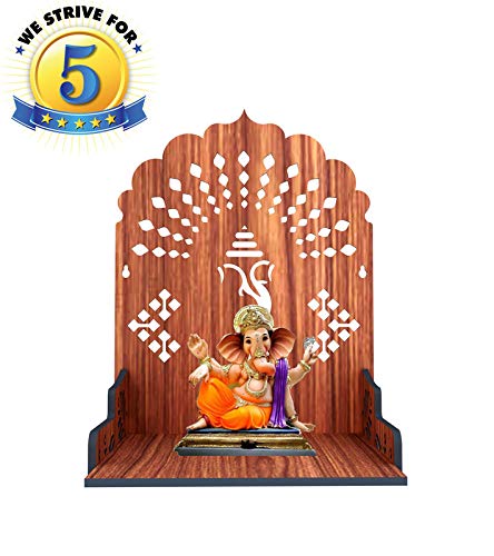 SSI Wooden Mandir for Pooja Home Decoration Wall Mounten Beautiful Temple