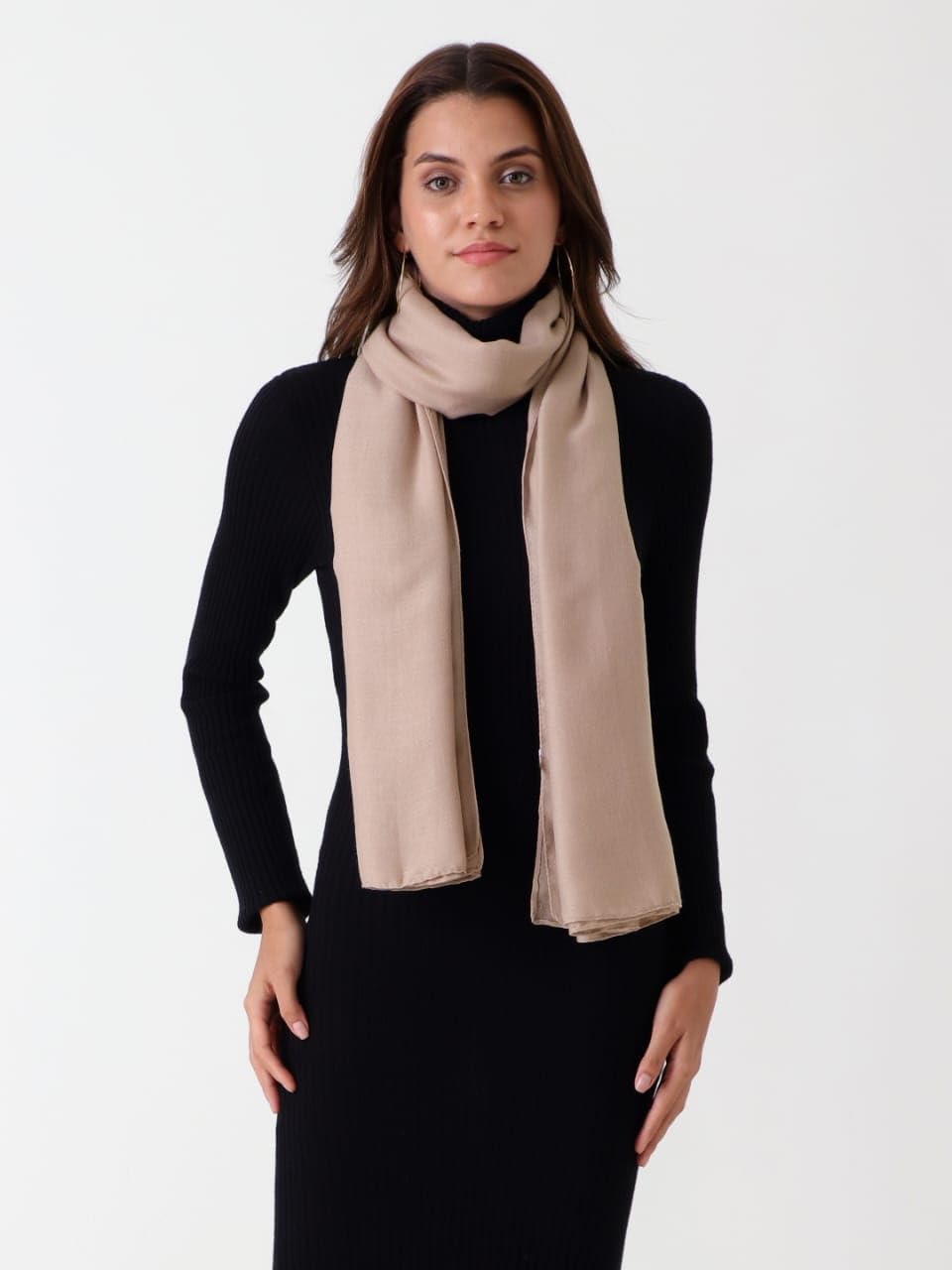 Beau Design Scarf, Lightweight Shawl Wrap for Women, Multiple Colours Available (Light Brown)