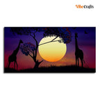 VIBECRAFTS Canvas Paintings for Living Room Drawing Room Pair Of Giraffe At Night Canvas Wall Painting Fitted With Wooden Frame For Home | Office | Living Room | Gifts (PTVCH_2522)