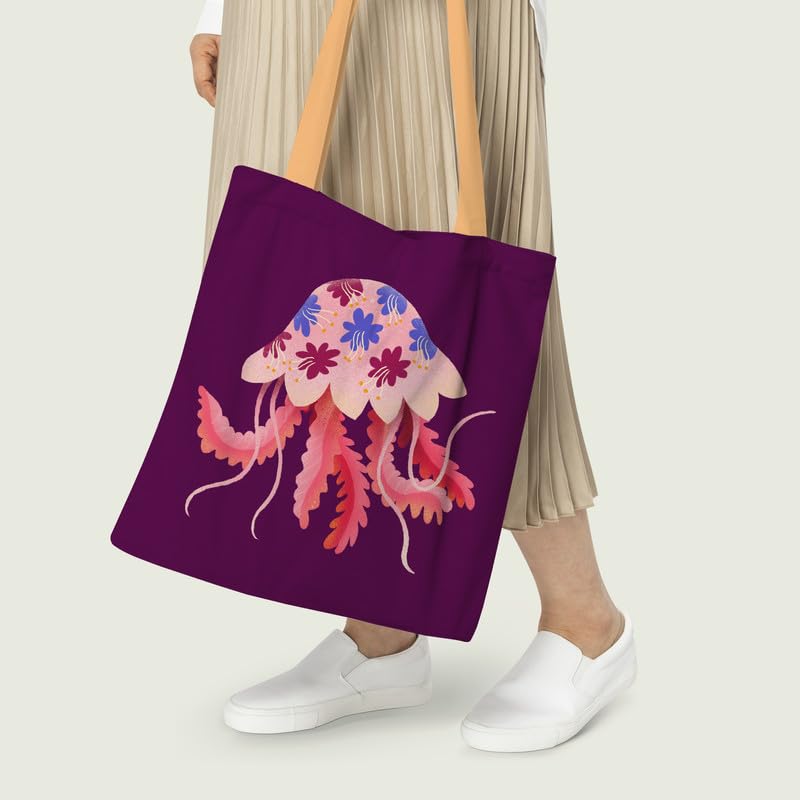 The Purple Tree Jellyfish Art Tote Bag witH for Women - 1 Pc, Woman Tote Bag, Eco Friendly Tote, Underwater Theme Bags, Gifts For Women