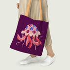 The Purple Tree Jellyfish Art Tote Bag witH for Women - 1 Pc, Woman Tote Bag, Eco Friendly Tote, Underwater Theme Bags, Gifts For Women
