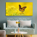 VIBECRAFTS Canvas Paintings for Living Room Drawing Room Monarch Butterfly On Yellow Flower Premium Canvas Wall Painting Fitted With Wooden Frame for Home | Office | Gift (PTVCH_2330)