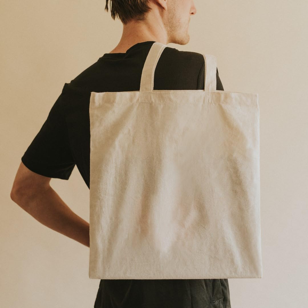 Plain Cotton Tote Bag, Natural White, Reusable Shopping Bag Pack of 5