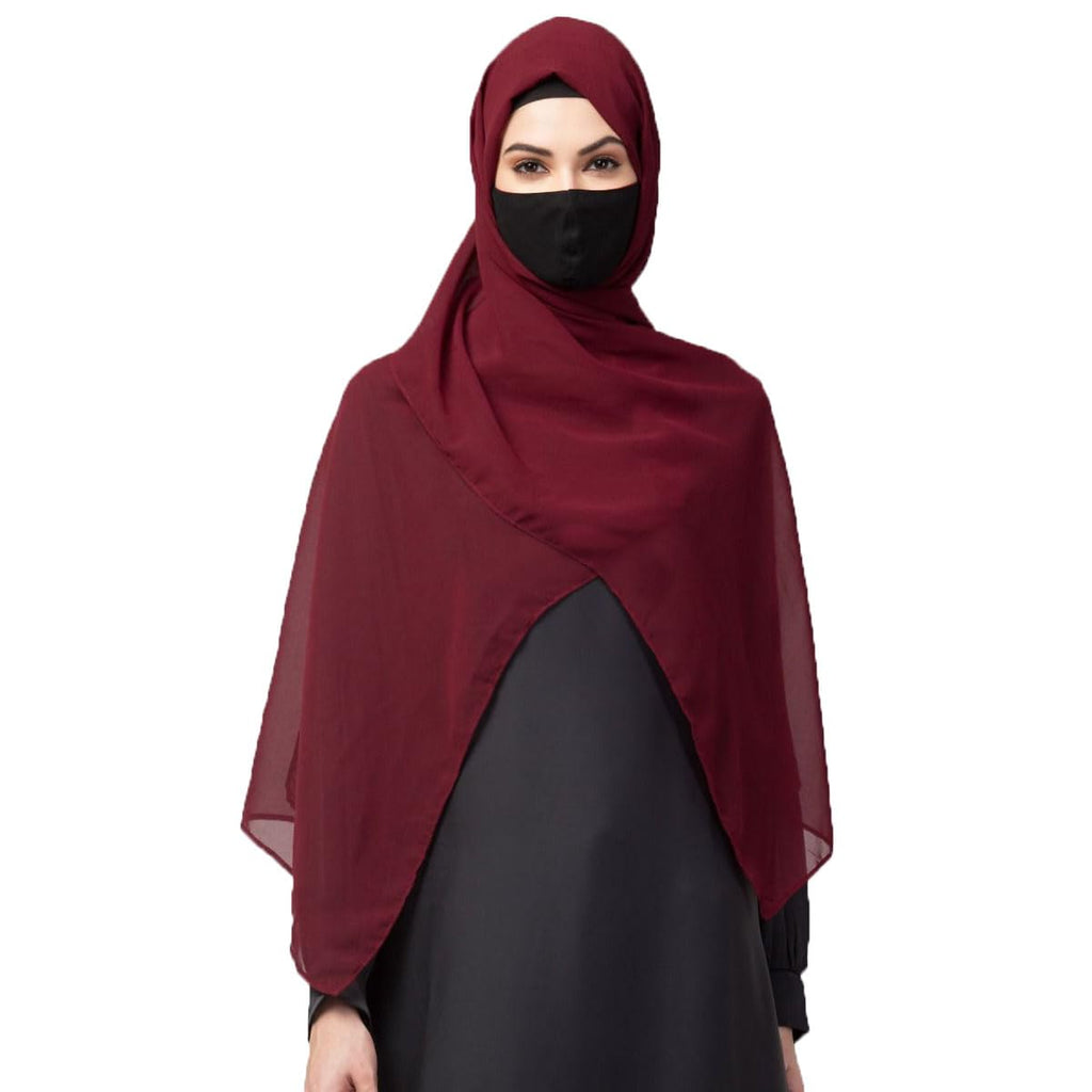 URSHIA MALAYSIAN GEORGETTE HIJAB/DIAMOND GEORGETTE HIJAB FOR WOMEN (MAROON)