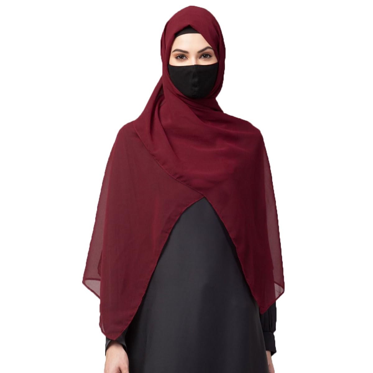 URSHIA MALAYSIAN GEORGETTE HIJAB/DIAMOND GEORGETTE HIJAB FOR WOMEN (MAROON)