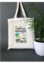 TAJNAN Reusable Tote Bags - 100% Organic Cotton Grocery Bag - Eco-Friendly, Multi-Purpose - Sturdy Canvas Bag with 15kgs Capacity - Multiple Stylish Designs (Pack of 1 - Traveller)