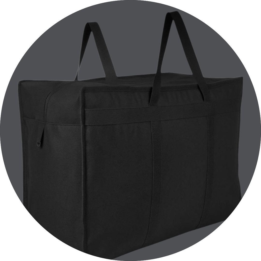 COTTON BLADES Big Eco Cotton Canvas Shopping Bags For Carry Milk Grocery Fruits Vegetable With Reinforced Handles Jhola Bag - (18X8.5X14 -Inches, (Black)