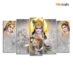 VIBECRAFTS Radha Krishna Premium Wall Painting of Five Pieces Set For Home|Office|Living Room|Gift (PTVC5Pcs2_6612)