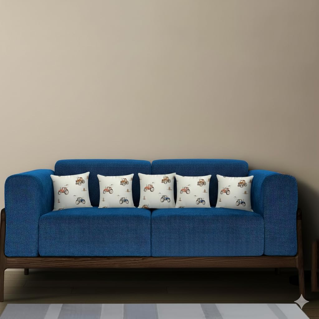 Trance Home Linen Set of 5 Premium Cotton 12x12 inch Cushion Covers for Sofa and Diwan | Small Cushion Covers – (12x12 inch | 30cmx30cm, Car Orange) – Set of 5