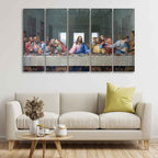 VIBECRAFTS Last supper of Jesus 5 Pieces Canvas Wall Painting For Home|Office|Living Room|Gift (PTVC5Pcs4_8613NN)