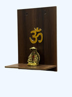 Wooden Temple with Golden Om, Wall Hanging Mandir, Home and Office Wall Mounted Temple