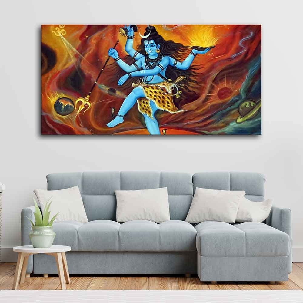 VIBECRAFTS Canvas Paintings for Living Room Drawing Room Natraja Of Dance Canvas Wall Painting Fitted With Wooden Frame for Home | Office | Gift (PTVCH_2449)