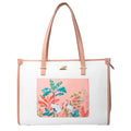 Strokes by Namrata Mehta Box Tote Bag for Women | Fits 16 Laptop | Large Tote Bag For Office Use and Work | Vegan Leather (Peachy Crane Paradise Box Tote bag)