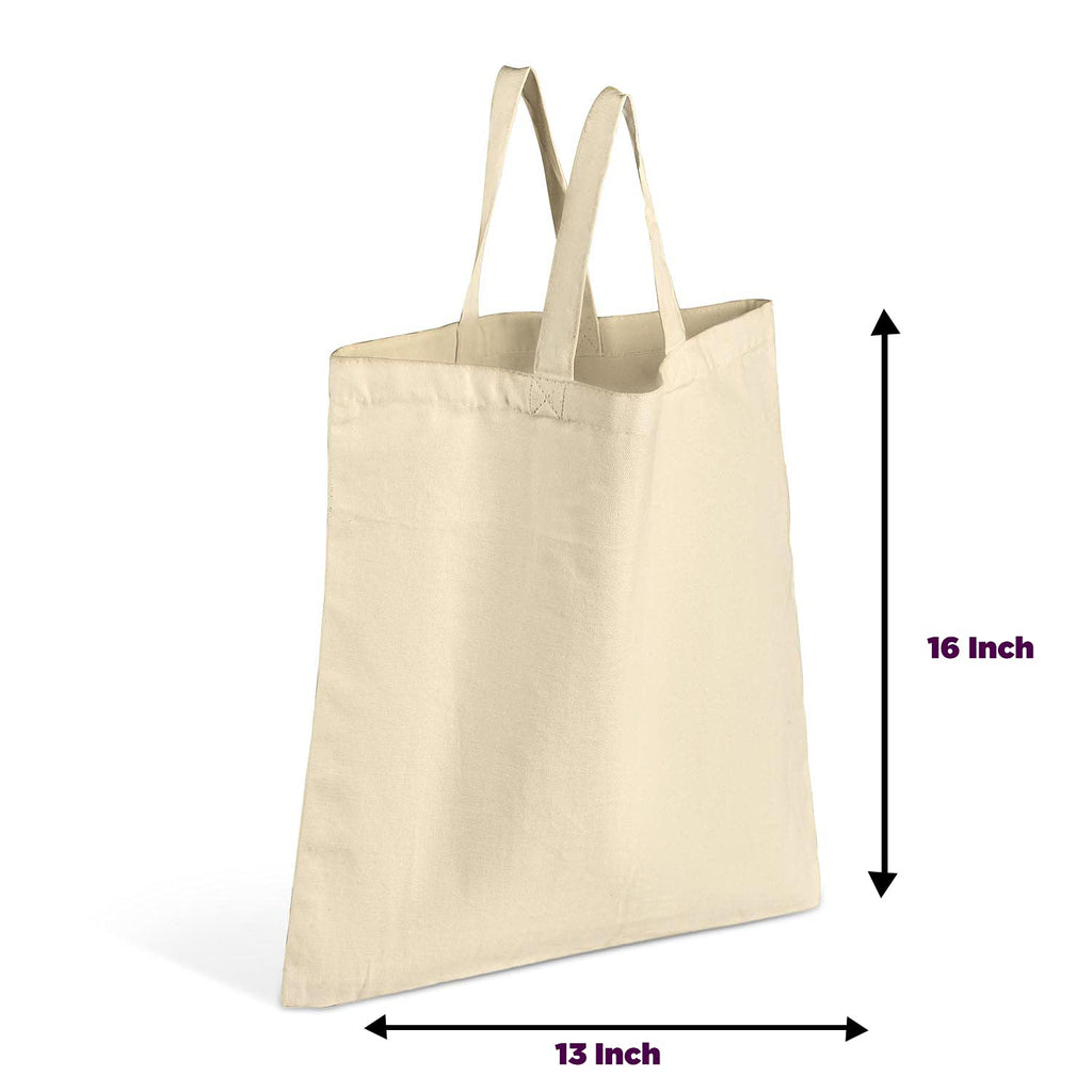 Cotton Bag Plain - Reusable 100% Eco Friendly - Natural (Pack of 5) Dimension 13 * 16 inches.