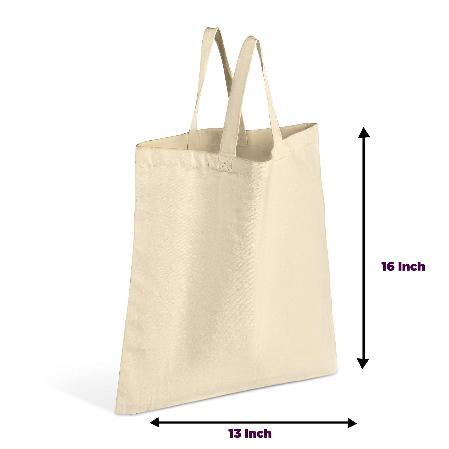 Cotton Bag Plain - Reusable 100% Eco Friendly - Natural (Pack of 5) Dimension 13 * 16 inches.