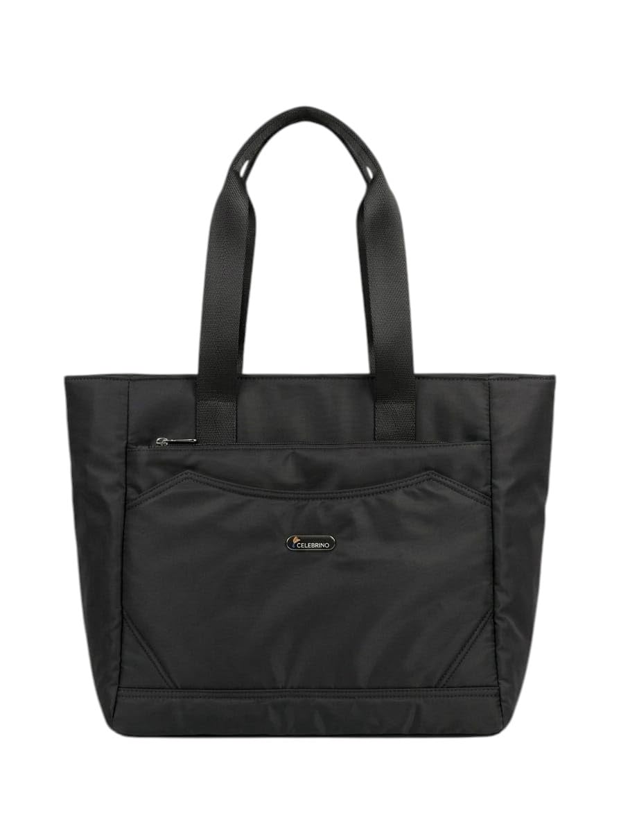 CELEBRINO Spacious Tote Handbag for Women | Nylon Hand Bags with Multiple Zip Compartments | Waterproof Large Shoulder Bag for Office, College, Travel & Shopping | Multi Pocket Zipper Handbags