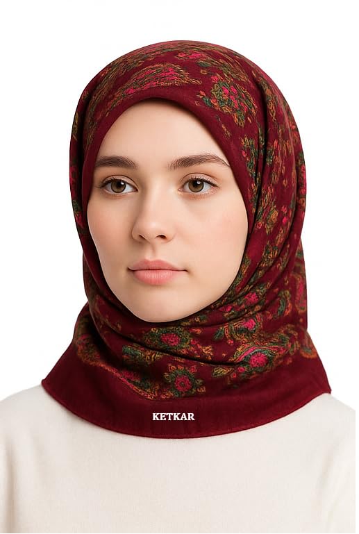 KETKAR Women's Woolen Winter Scarf | Soft & Warm Cold Weather Muffler, Wrap & Shawl | Elegant Wool Blend | Pack of 1_Maroon