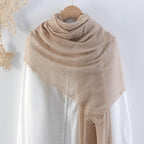 CrossKulture Crinkled PolyCotton Scarf for Women - 180 x 90 cm Stole for Women | PolyCotton Scarf for Summers, Head Cover for Women | Lightweight Scarf for Women | Women Accessory (Beige)