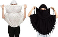 COMBO Women Cotton Stylish Hand Printed Scarf - Anti Pollution Full Face Cover With UV Sun Rays Protection Scarf (WHITE-BLACK)