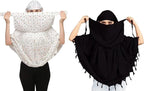 COMBO Women Cotton Stylish Hand Printed Scarf - Anti Pollution Full Face Cover With UV Sun Rays Protection Scarf (WHITE-BLACK)