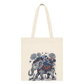 Kai Pai Co Cotton Tote Bag for Women, Indian Folk Art Prints, Casual Daily Use, Reusable Shoulder Bag,14 X 16 Inches - Madhubani, Kalamkari, Return Gifts (Travelling Elephant - Gond Art)