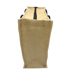 JUTEKA Yoga Print Eco Friendly Jute Bag for Shopping, Lunch, Tiffin, Office, Grocery with Zip Closure and Padded Cotton Handles…