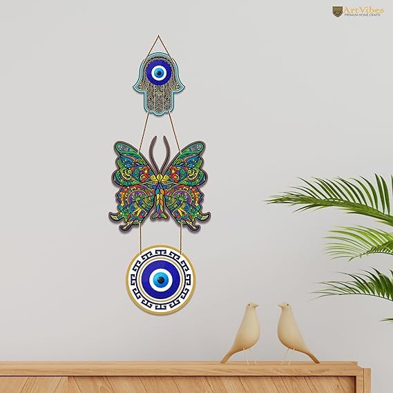 Artvibes Beautiful Butterfly MDF Wood Wall Hanger Ornaments For Vastu For Home Decoration | Livingroom | Spiritual Decor Items | Wall Illustrations | Ethnic Wall Decor | Wall Art Print (WH_8501NN)