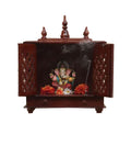 Jodhpur Handicrafts MDF Wood HOM.e Temple Mandir for HOM.e Big Size Temple for HOM.e with Door Pooja Stand for HOM.e Wall Mount (18 inch x 9 inch x 22 inch, Honey)