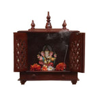 Jodhpur Handicrafts MDF Wood HOM.e Temple Mandir for HOM.e Big Size Temple for HOM.e with Door Pooja Stand for HOM.e Wall Mount (18 inch x 9 inch x 22 inch, Honey)