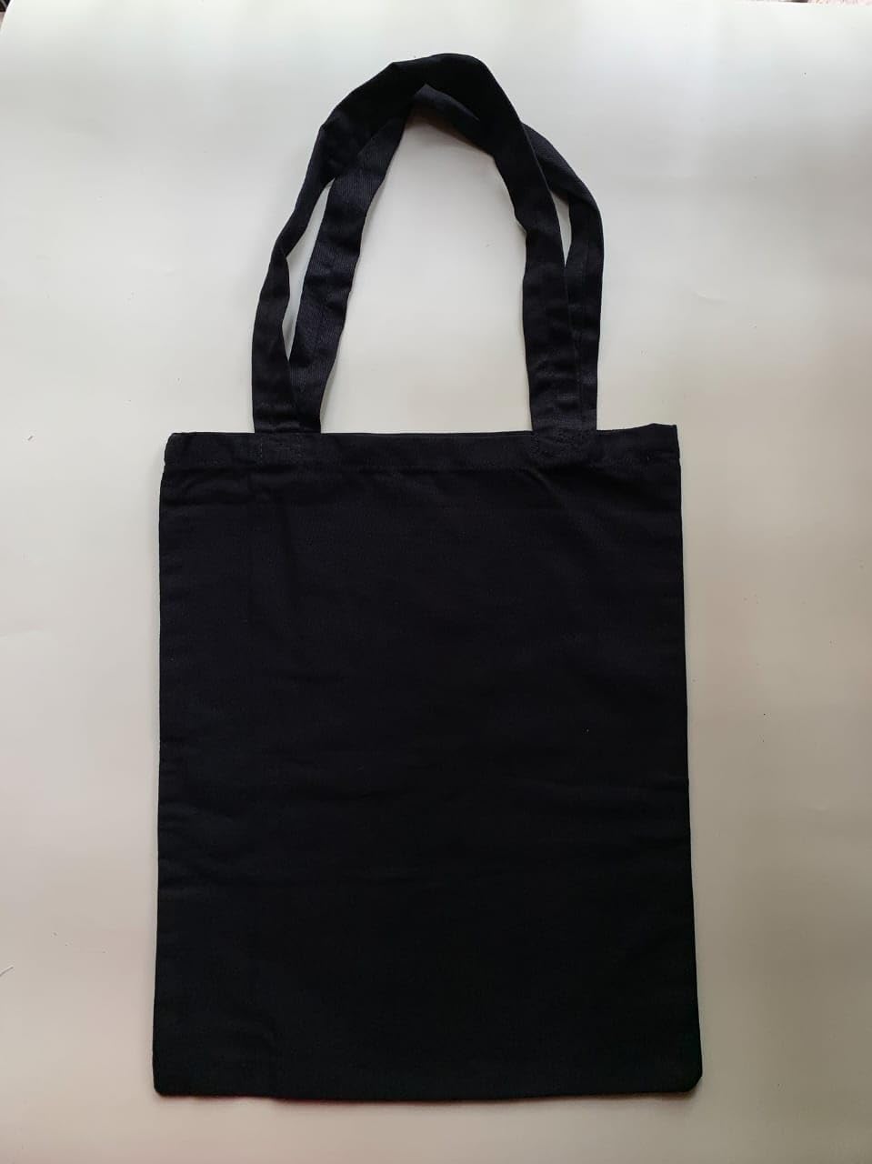 Classic Black Open Top Plain Tote Bag | 40.64 x 35.56 cm 90 gm | 220 GSM Cotton | Eco-Friendly Reusable Carry Bag for Shopping, Gifting & Everyday Use (1)