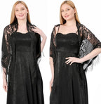 Alexvyan Floral Design Triangle Lace Stole and Wraps for Evening Dresses with Tassels for Evening Party Mesh Wedding Shawls for Summer
