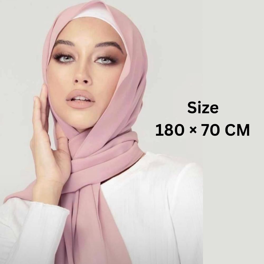 Trending Plain Chiffon Georgette Fancy Hijab/Scarves/Shawl/Stoles/Duppatta Combo of 3 Muslim Women Malaysian Soft College Girls Abaya Scarf Collection (Egg plant, Dusty purple,Ink blue)