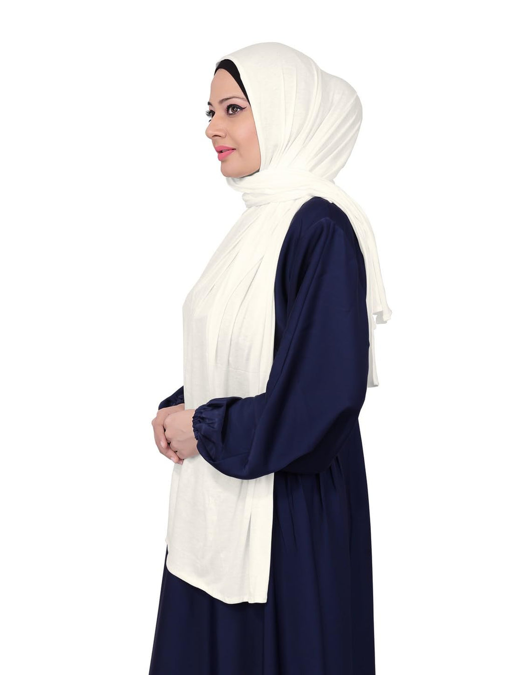 Markaz Hijab Women's Polyester Fabric Solid Pattern Suitable For Daily, Casual, Office wearJersey Hijab stoles for women Free size, Off White