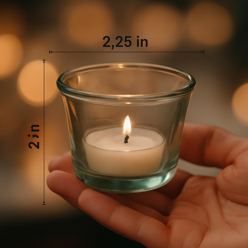 Pure Source India Glass Votive Tealight Candle Holders - Living Room Side Table Home Decoration (Glass, Pack of 6, Clear)