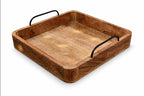 MT WoodRyzn Wooden Serving Tray for Home & Kitchen Item Serving Snacks & Fruits Decorative Kitchen & Dining Table Tray Decor 9 Inch