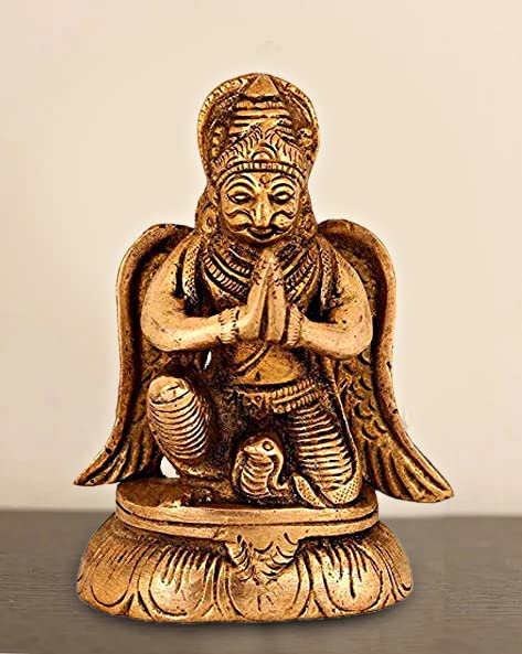ARTVARKO Brass Garuda Idol Statue Vishnu's Vehicle Eagle Height 3.5 