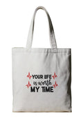 Reusable Cotton Fabric Inspirational Quote Print Tote Bag Ideal for Travel Shopping College & Office Use